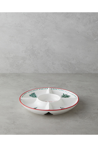English Home Joy Dolomite Serving Bowl 25.5 cm White - Red