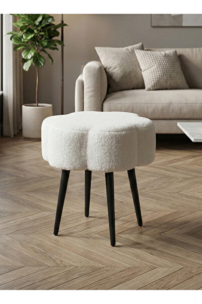 Taimi Boucle Fabric Chair Elegant Cloud Design with Metal Legs, 45H x 45W cm ...