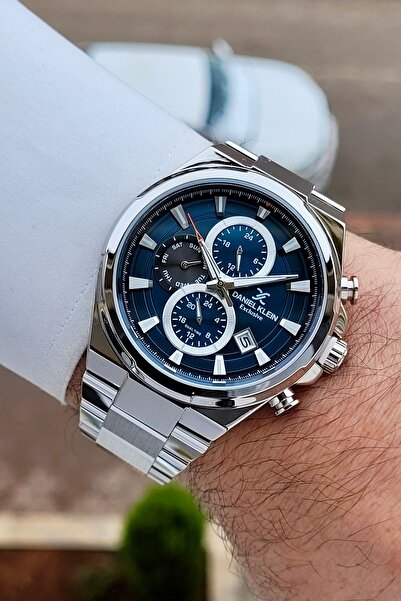 Daniel Klein Kadranı Mavi Kordonu Silver Renk 24 Ay Garantili Fonksiyonlu Erk...