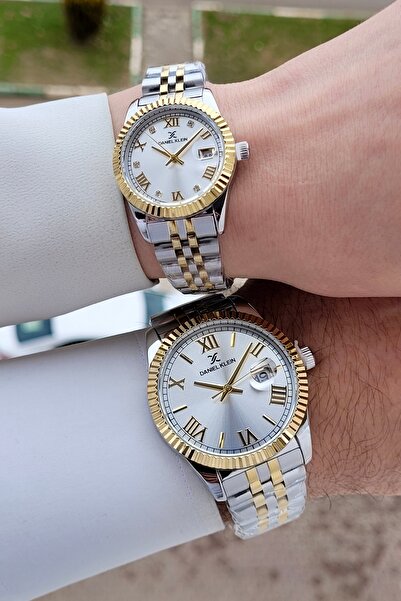 Daniel Klein Sarı Gümüş Renk Takvim ve Gün Fonksiyonlu 24 Ay Garantili Sevgil...