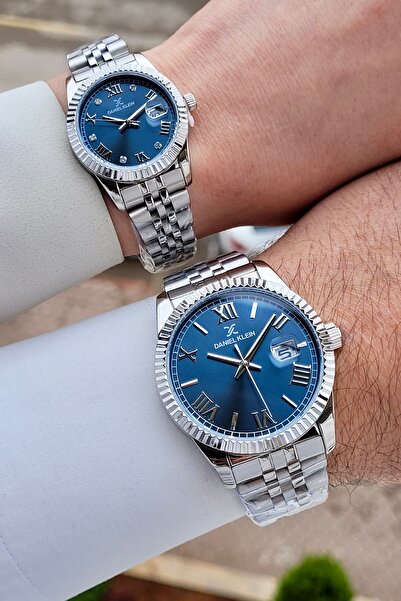 Daniel Klein Kadranı Lacivert Kordonu Gümüş Renk Hediye Paketli Sevgili Çift ...