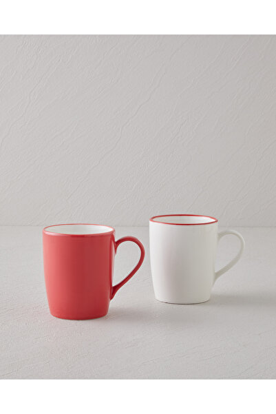 English Home Sway Bone Porselen 2'li Kupa 255 ml Kırmızı