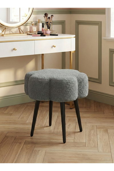 Taimi Boucle Fabric Chair Elegant Cloud Design with Metal Legs, 45H x 45W cm ...