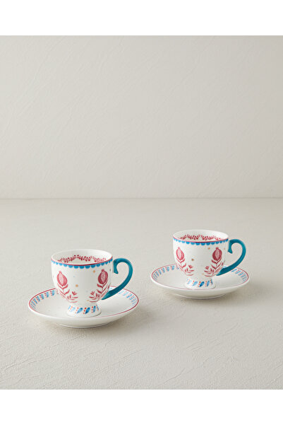 English Home Carnival Tulip New Bone China Kahve Fincan Takımı 4 Parça 2 Kişi...