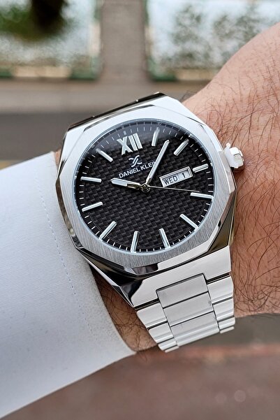 Daniel Klein Men's Watch Black Band Silver Color 43 mm