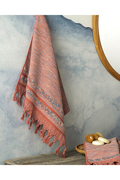 English Home منشفة وجه قطنية مزينة بالشراشيب من أريا مقاس 50x70 سم باللون الوردي