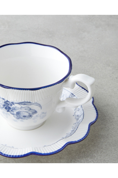 English Home Carmine Porselen 4 Parça 2 Kişilik Çay Fincanı Takımı 200 ml Lacivert-Beyaz