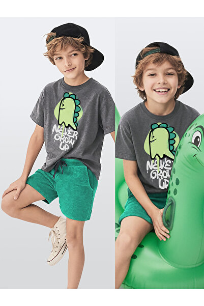 Denokids Set pentru băieți Dinozaur cu imprimeu tricou Pantaloni scurți din b...