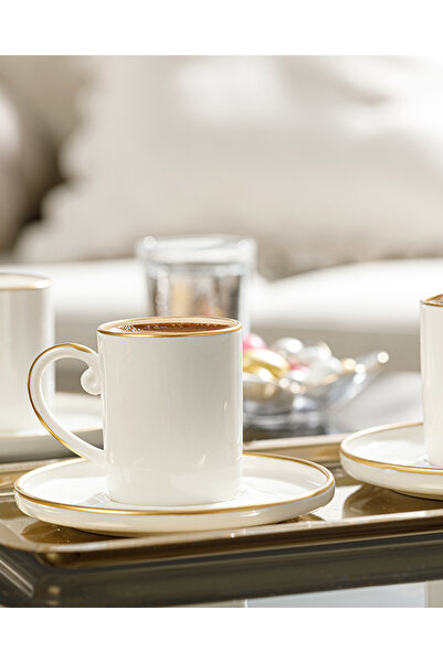 English Home Marella Porselen 12 Parça 6 Kişilik Kahve Fincan Takımı 85 ml Gold
