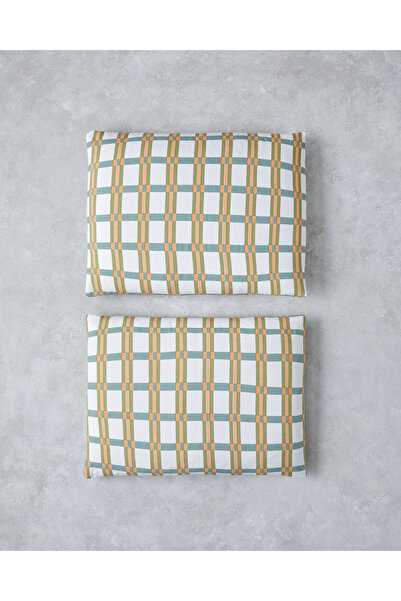 English Home Summer Plaid Kolay Ütülenir 2'li Yastık Kılıfı 50x70 cm Yeşil