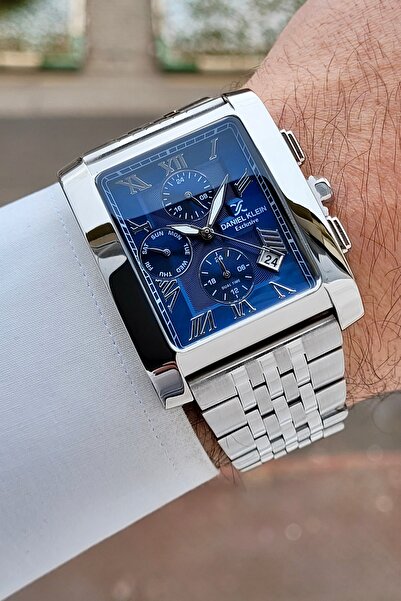 Daniel Klein Men's Wristwatch with Dial Navy Blue Cord Silver Color Gift Package