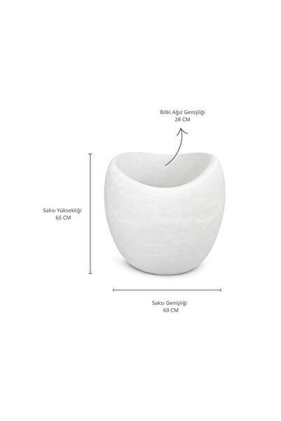 Lunalore Dekoratif Küre Fiber Beton Görünümlü Dokulu 70 CM Modern Saksı Tasar...