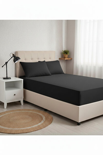 üntaş Двоен чаршаф с фитбол Life + 2 калъфки за възглавници, обикновен черен,...