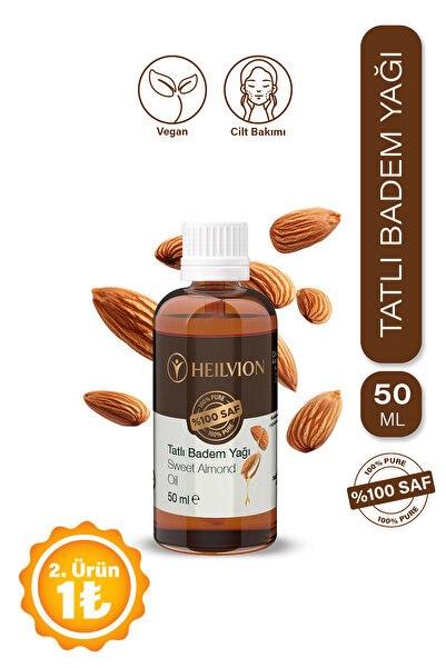 HEILVION Tatlı Badem Yağı %100 Saf ve Doğal Soğuk Sıkım Kaş & Kirpik Bakımı,E...