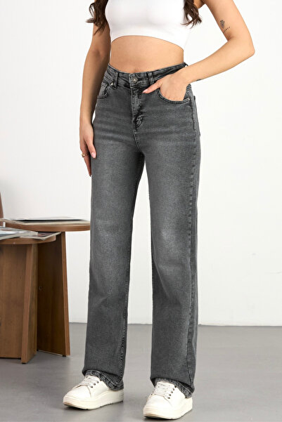 alanora جينز نسائي بخصر عالٍ من الليكرا بقصة مستقيمة