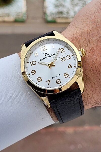 Daniel Klein Men's Wristwatch with Gold Band, Brown Color, Numbered 42.5 Mm, ...