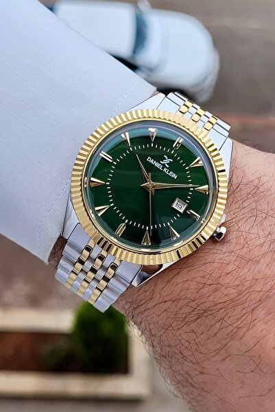 Daniel Klein Kadranı Yeşil Kordonu Sarı Silver Renk 24 Ay Garantili 41 mm Erk...