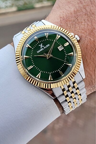 Daniel Klein 41 mm Men's Wristwatch with Green Dial, Gold Gray Color Adjustab...