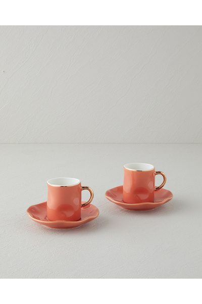 English Home Rolly New Terracotta Bone China 4-Piece Coffee Cup Set for 2