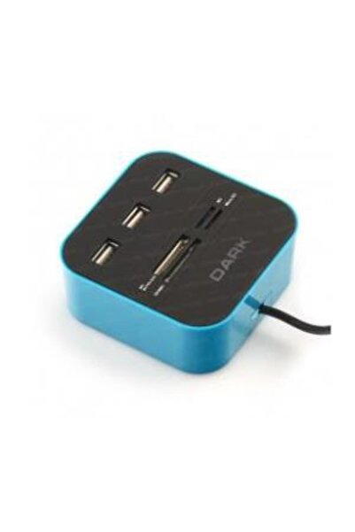Dark UCR202 USB MicroSD-SD-MMC-M2-MS PRO DUO Kart Okuyuculu USB Çoklayıcı (Mavi)