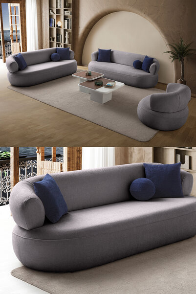 Eymense Roma Koltuk Takımı 3+3+1 Koyu Gri