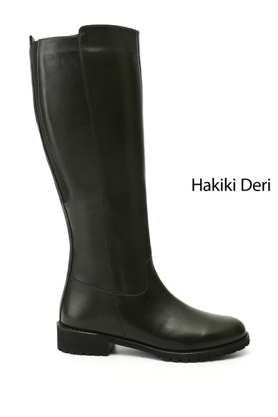 GÖNDERİ(R) Women's Zippered Rubber Sole Genuine Leather Boots