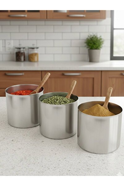 Eforeca 3'lü Paslanmaz Çelik Baharatlık Seti
