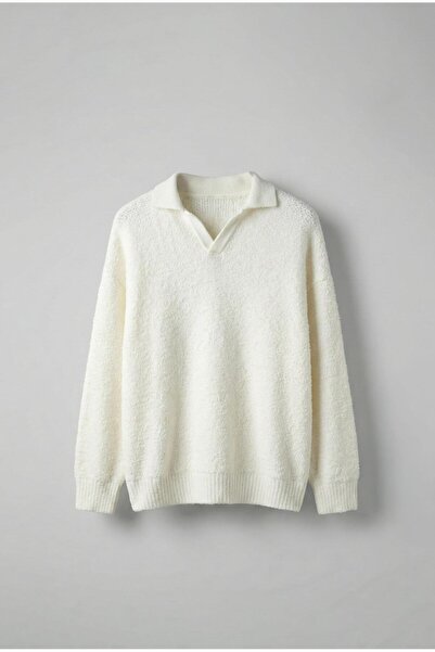 ablukaonline White Men's Oversize Textured Sweater