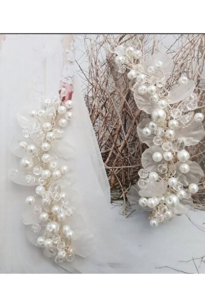 My'Elens Desing Inci Ve Yaprak Detaylı Ikili Gelin - Nişan Saç Aksesuarı, Gel...