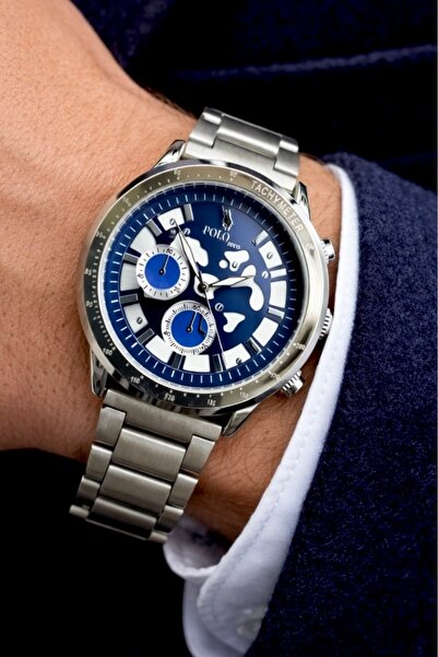 S.POLO ساعة يد رجالية مقاومة للماء حزام معدني + سوار