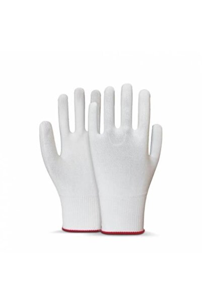 Beybi Polyester Örgülü Beyaz 10 Beden Kasiyer Eldiven 10lu Paket