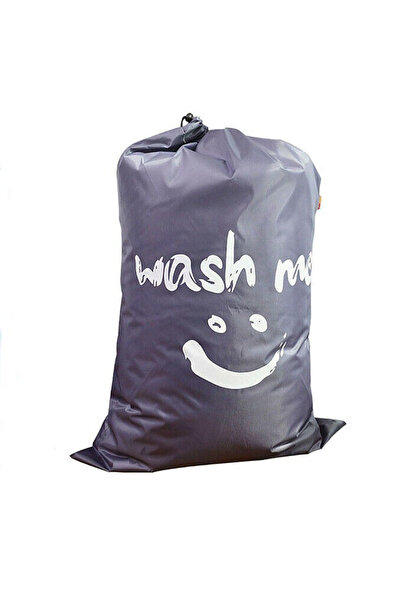 Choice Grey Smile Shape Nylon Laundry Bag Wash Me Travel Storage Pouch Machin...