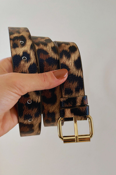 Radino Collection Жіночий ремінь зі штучної шкіри з леопардовим принтом – зол...