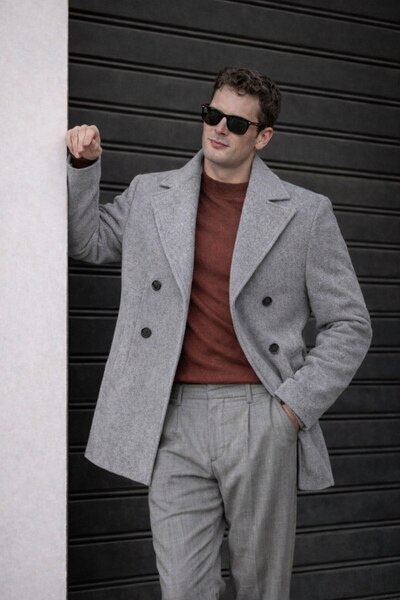 BASEL.CO Urban Heritage Double-Breasted Kaşe Jacket / Coat - Modern Cut 80 cm...