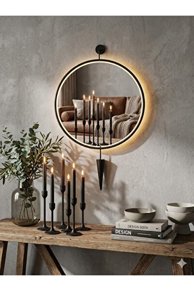 Genel Markalar Led'li Kazablanka Ayna SİYAH 60 X 95Cm Dekoratif Antre Duvar S...