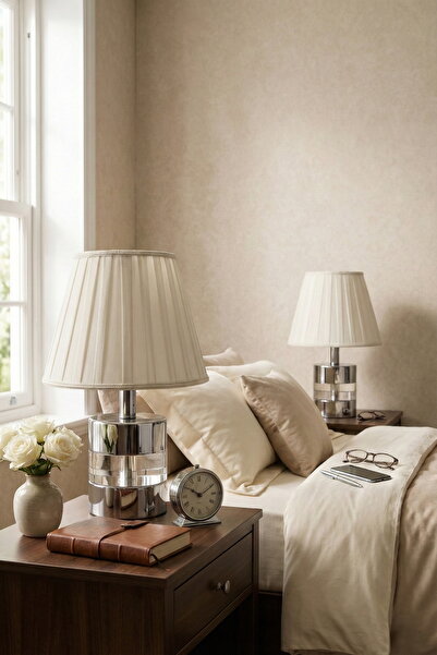 AbajurAksesuar Johnny Gümüş Çift Abajur