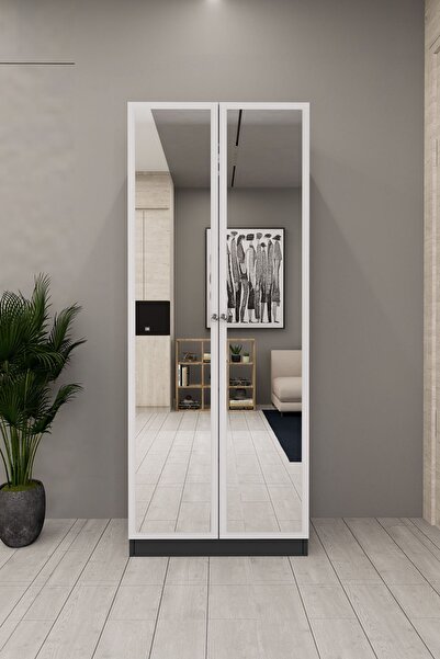 Mirobi Lisa Boy Aynalı Çok Amaçlı Dolap Ayakkabılık Antrasit