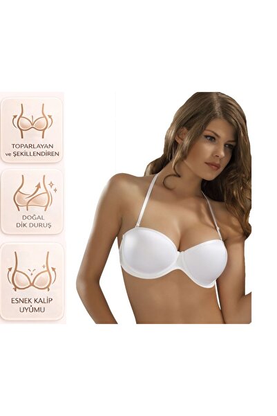 bipamuk Women's Unpadded Bra Strapless Halter Neck Natural Look