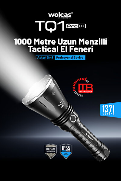 Wolcas TQ1 PRO LR - 1000 Metre Mesafeli Taktik El Feneri