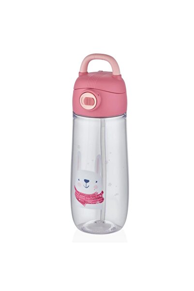 Vagonlife 550 Ml Pipetli Desenli Çocuk Su Matarası Kilitli Kapak Taşıma Kulplu