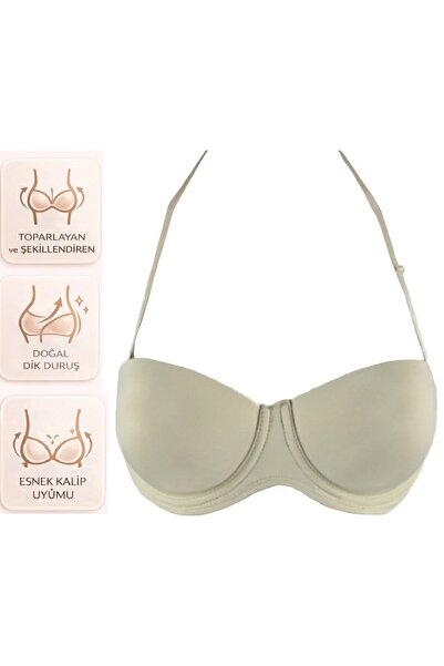 bipamuk Women's Unpadded Bra Strapless Halter Neck Natural Look