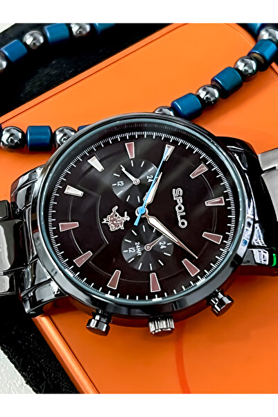 S.POLO New Sports Model Black Color Men's Watch Bracelet with Gift Father's D...