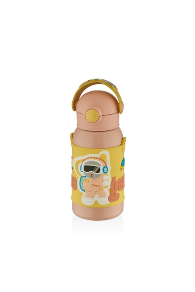 Shotay ST-8812 600ml Askılı Pipetli Pembe Çift Kapak Çelik Matara