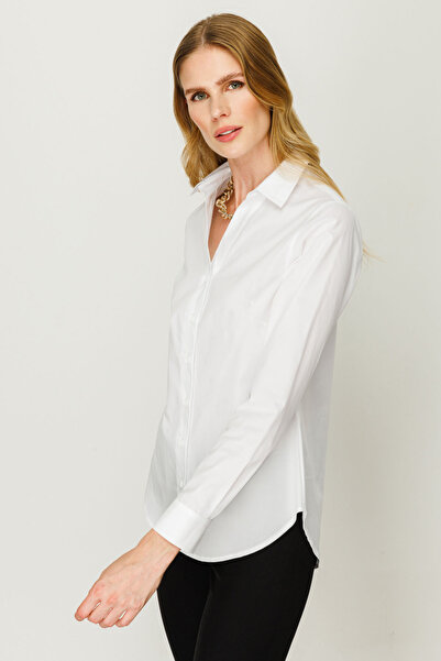 Ekol Women's Classic Cotton Shirt 1181 White
