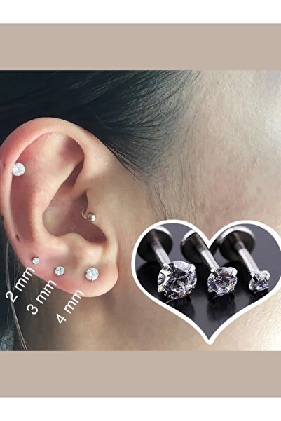 MAZEN Kısa Barlı ( 6mm ) Cerrahi Çelik Taşlı Piercing, Tragus Tekli Gold Renk (Taş Ebat Seçiniz)