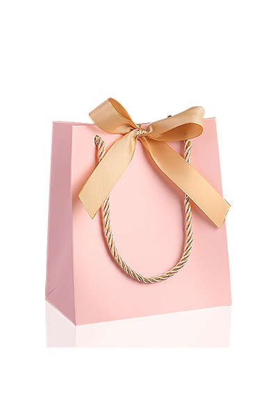 Choice5 قطعتان من أكياس الهدايا الورقية الوردية مقاس 15×8×12 سم، مزينة بشرائط...