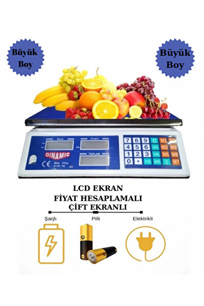 Genel Markalar Pilli+Şarjlı Market Pazarcı Ve Kasap Terazisi 40 Kg kaliteli E...