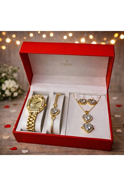 velve Set Gracy pentru femei cu cinci piese: bratara, ceas, inel, colier, cer...