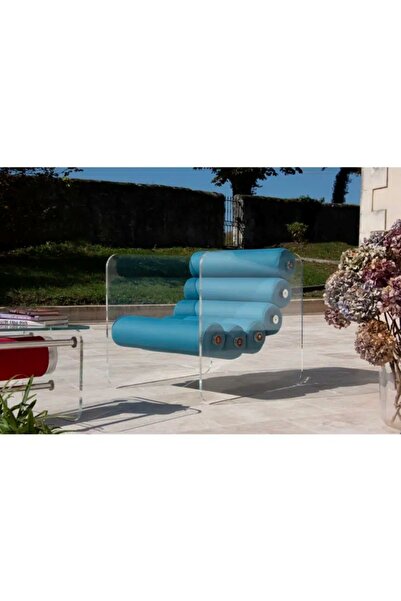 KUUMO Fotoliu Gradina colectie MW02, perne bicolor albastru si turcoaz cotier...