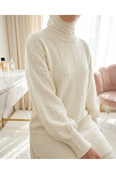 HİJABAYA Τονίκ με τετράγωνο σχέδιο άνοιγμα Yumoş Triko